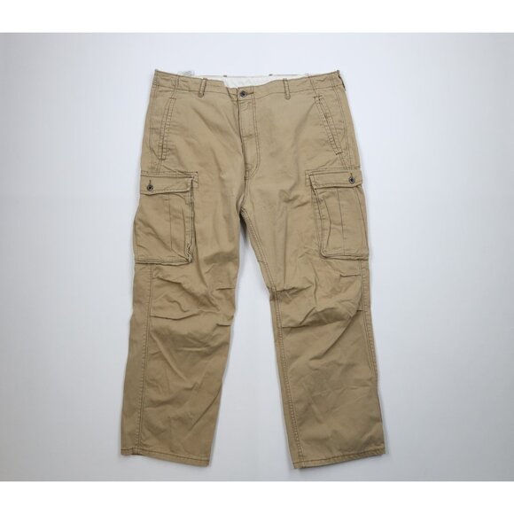 Vintage Y2K Levis Mens Size 40x28 Faded Baggy Wide Leg Cargo Pants Brown Cotton - Picture 1 of 13